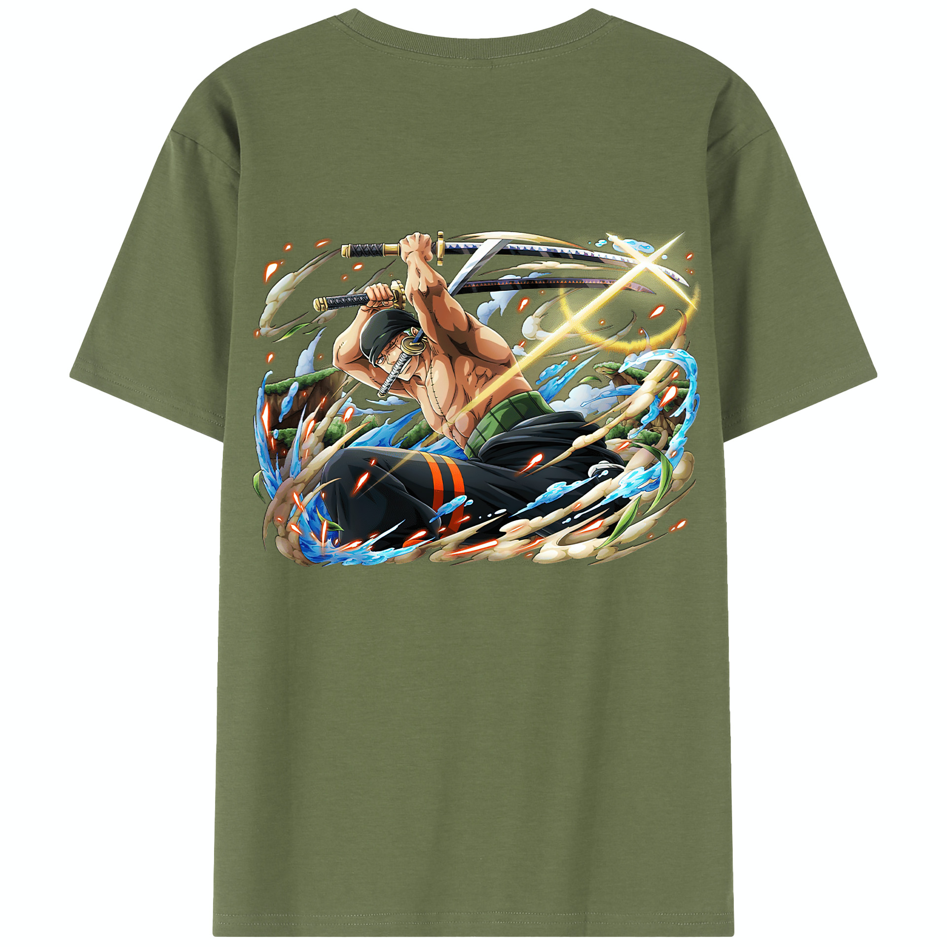 ワンピース ロロノア・ゾロ ONE PIECE Roronoa Zoro 綿100％半袖Tシャツ（背面プリント）
